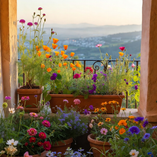 Mittelmeer-Balkonblumen – April-Sonnenuntergangsmischung