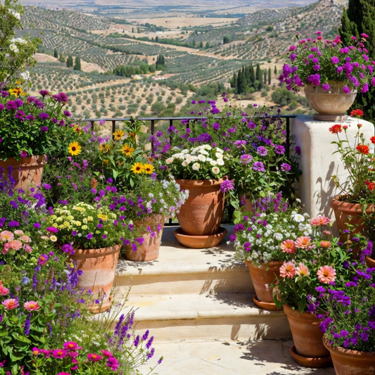Balkonblumen mediterran – Hitzewellen-Farbmischung