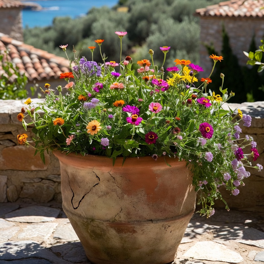 Balkonblumen mediterran – Hitzewellen-Farbmischung